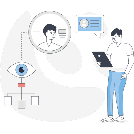 The boys doing online business communication  Illustration