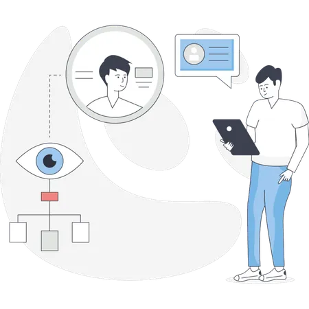 The boys doing online business communication  Illustration