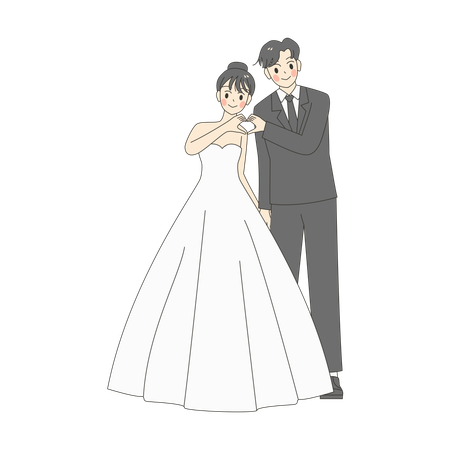 The Bride and Groom do a Love Pose  Illustration