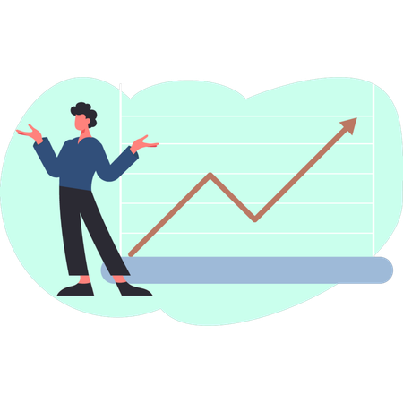 The business boy is explaining growth graph  Illustration
