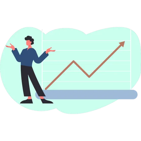 The business boy is explaining growth graph  Illustration
