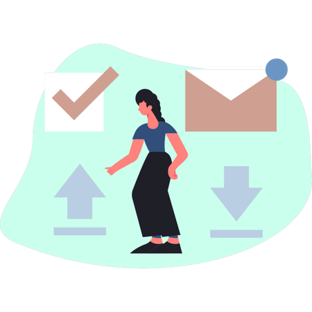 The business lady sending mail  Illustration