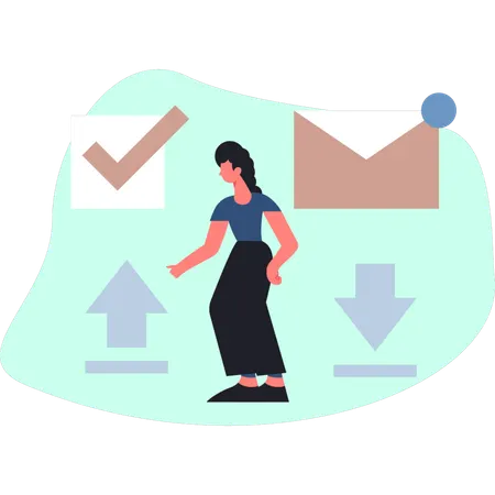 The business lady sending mail  Illustration