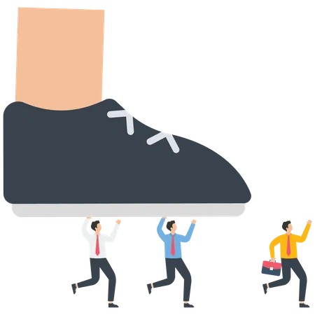 The business team helps a manager to move forward  Illustration