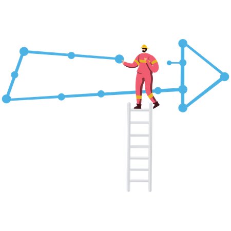 The businessman connects the stars into arrows  Illustration
