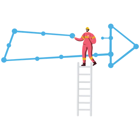 The businessman connects the stars into arrows  Illustration
