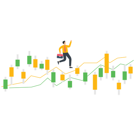 The businessman jumping in the stock market  Illustration
