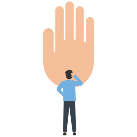 The businessman was blocked by a huge hand  Illustration
