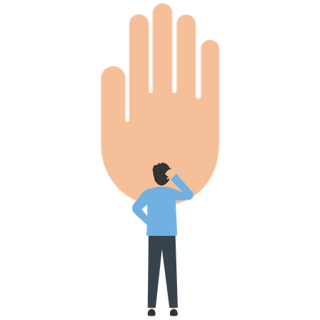 The businessman was blocked by a huge hand  Illustration