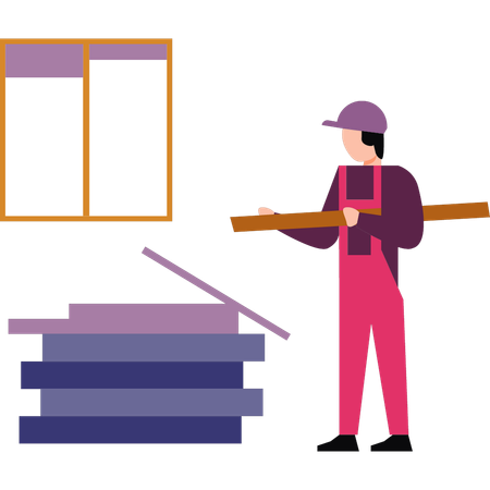 The carpenter is standing  Illustration