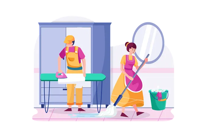 The Cleaning Workers Are On Duty Illustration