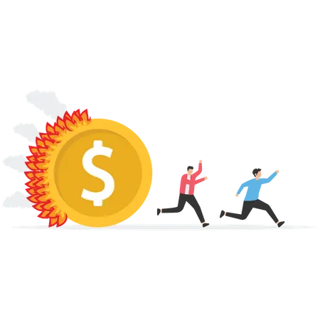 Burning Money Is Urgent The Coin Burning Follow Business Person Illustration