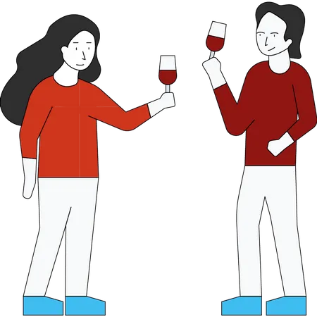 The couple is drinking  Illustration