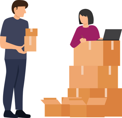 The customer uses the services of a transport company to process the request  イラスト