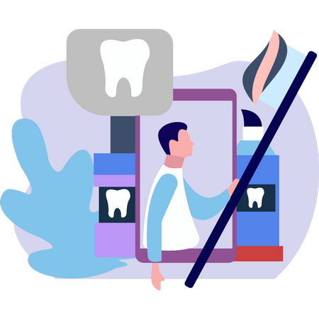 The dentist recommends daily brushing  Illustration