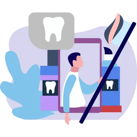 The dentist recommends daily brushing  Illustration