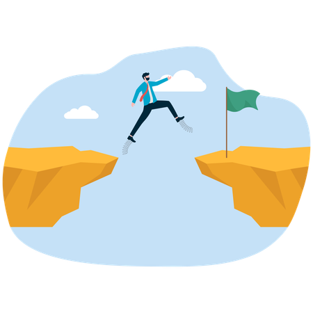 The determination and courage to overcome obstacles and achieve business success. career challenge.  Illustration