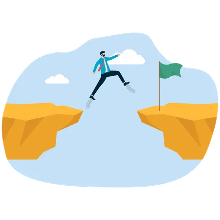 The determination and courage to overcome obstacles and achieve business success. career challenge.  Illustration