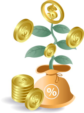 The development of money plants  Illustration