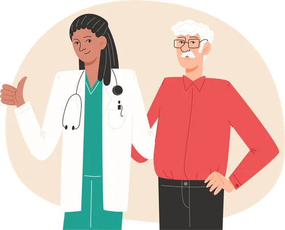 The Doctor And The Patient Are Standing Together Mens Health Month Illustration