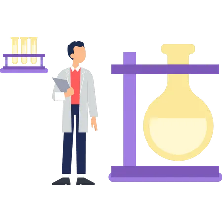 The doctor is standing in the lab  Illustration