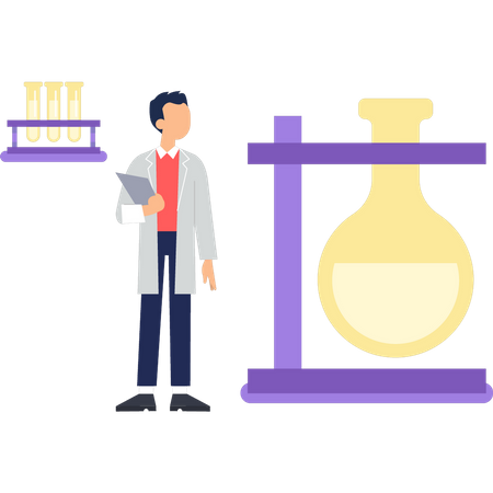 The doctor is standing in the lab  Illustration
