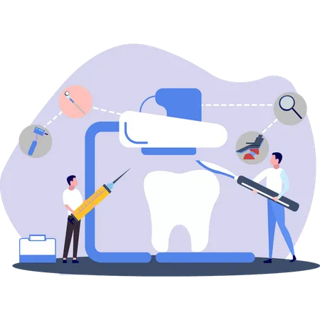 The doctor is treating the teeth  Illustration