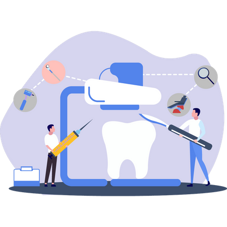 The doctor is treating the teeth  Illustration