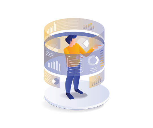 The ease of the application screen analyzes data  Illustration