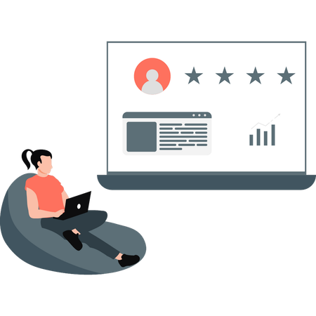 The employee is checking company feedback  Illustration