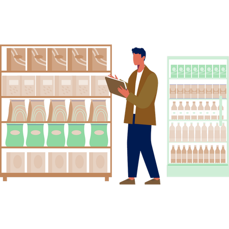 The employee is checking market items  Illustration