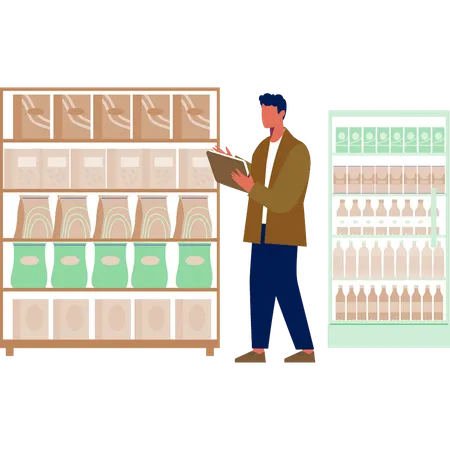 The employee is checking market items  Illustration