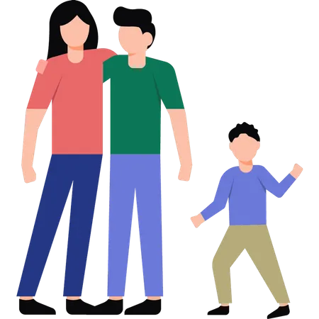 The family is standing  Illustration