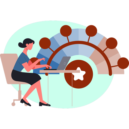 The female is creating score graph  Illustration
