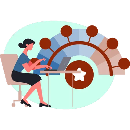 The female is creating score graph  Illustration