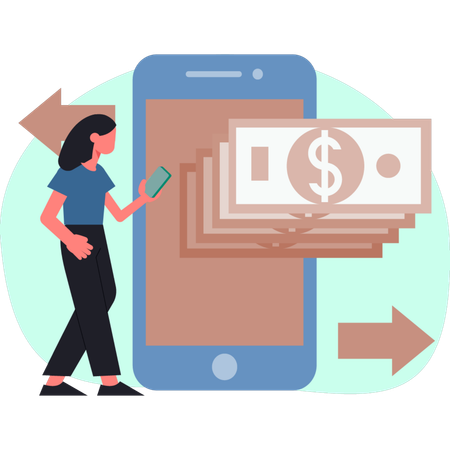 The female is doing online shopping payment  Illustration