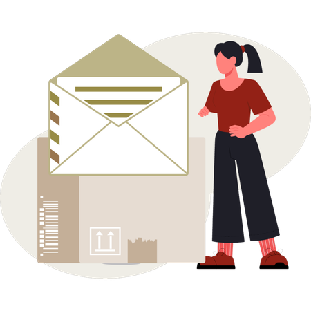 The female is looking email  Illustration