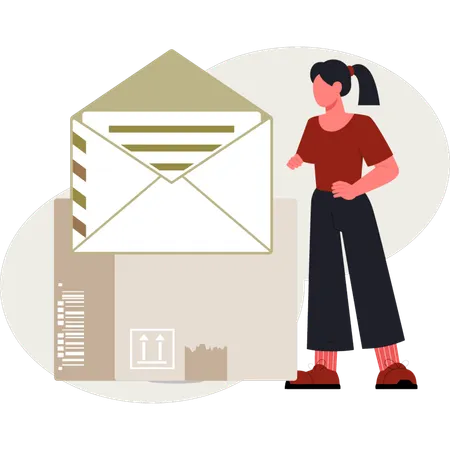 The female is looking email  Illustration