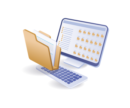 The folder is stored on the PC computer  イラスト