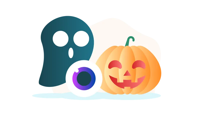 The Ghost, the Eyeball and the Pumpkin  Illustration