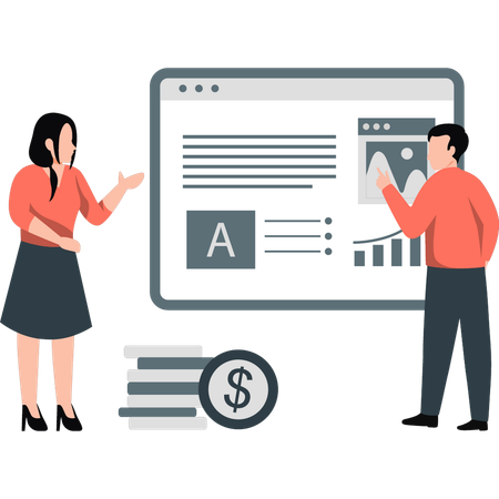 The girl and boy are talking about AI dashboard  Illustration