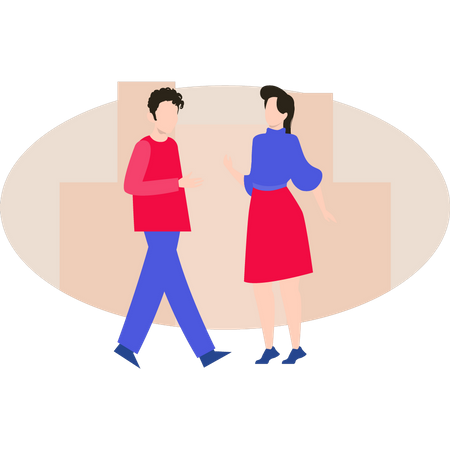 The girl and the boy are talking to each other  Illustration