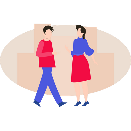 The girl and the boy are talking to each other Illustration