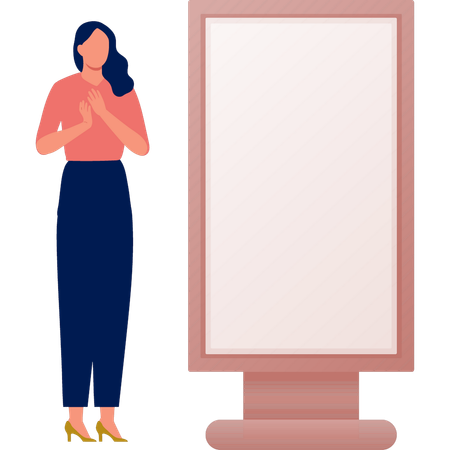 The girl happy with blank bill board  Illustration