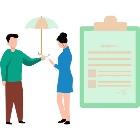 The girl has an insurance form  Illustration