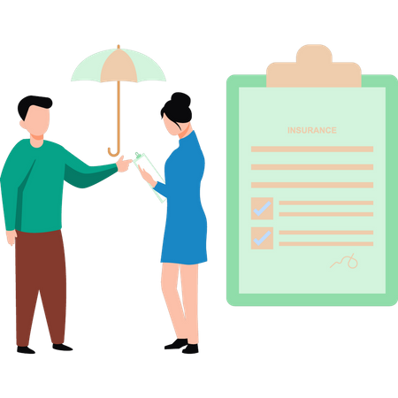 The girl has an insurance form  Illustration