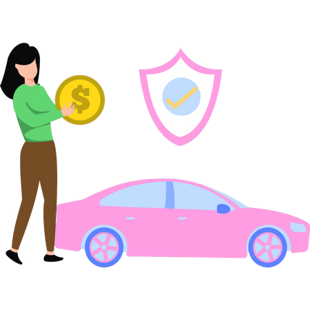 The girl has car insurance  Illustration