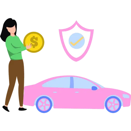 The girl has car insurance  Illustration