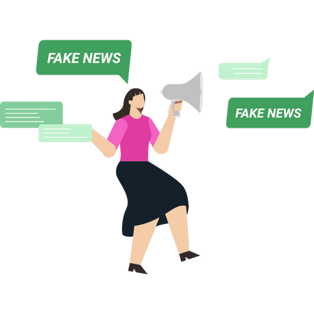 The girl is announcing fake news  Illustration