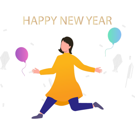 The girl is celebrating the new year  Illustration